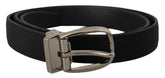 Dolce & Gabbana Black Grosgrain Leather Silver Logo Buckle Belt -   -  Dolce & Gabbana.